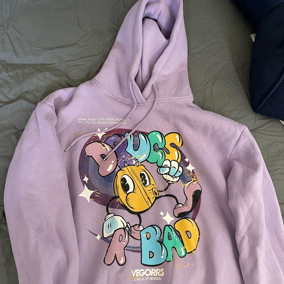 Drugs R Bad Hoodie M/L Purple. - Picture 2 of 8